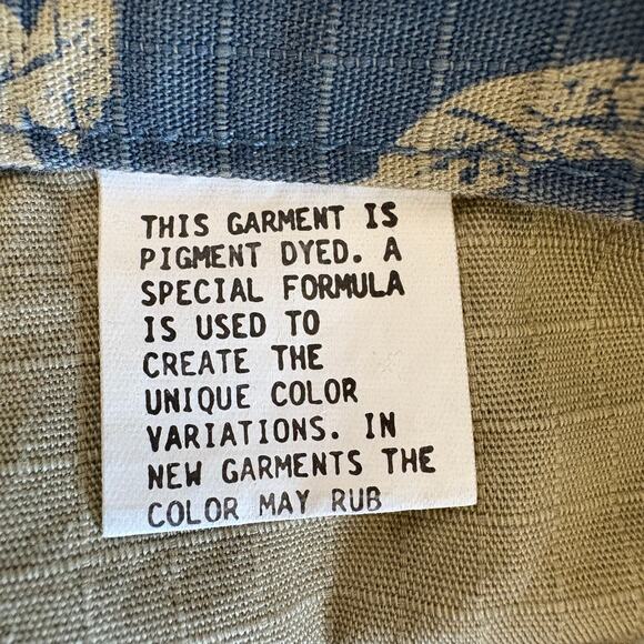 The Territory Ahead Blue Pigment Dyed Leaf Print Cotton Shorts - Men's XXL - Picture 4 of 6